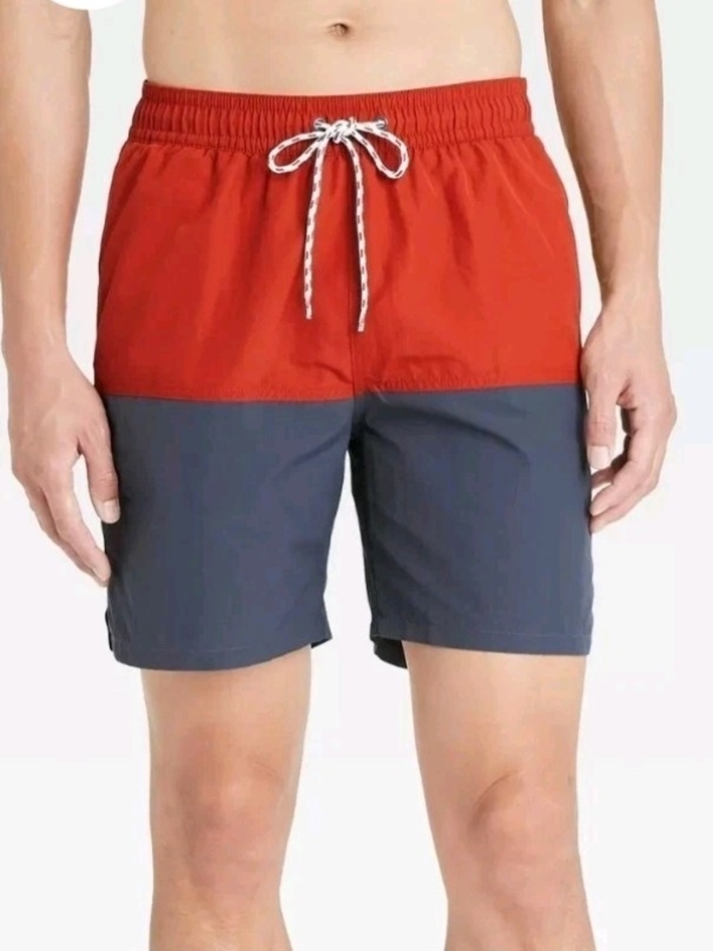 Goodfellow & Co Red and Navy Colorblock Swim Trunks